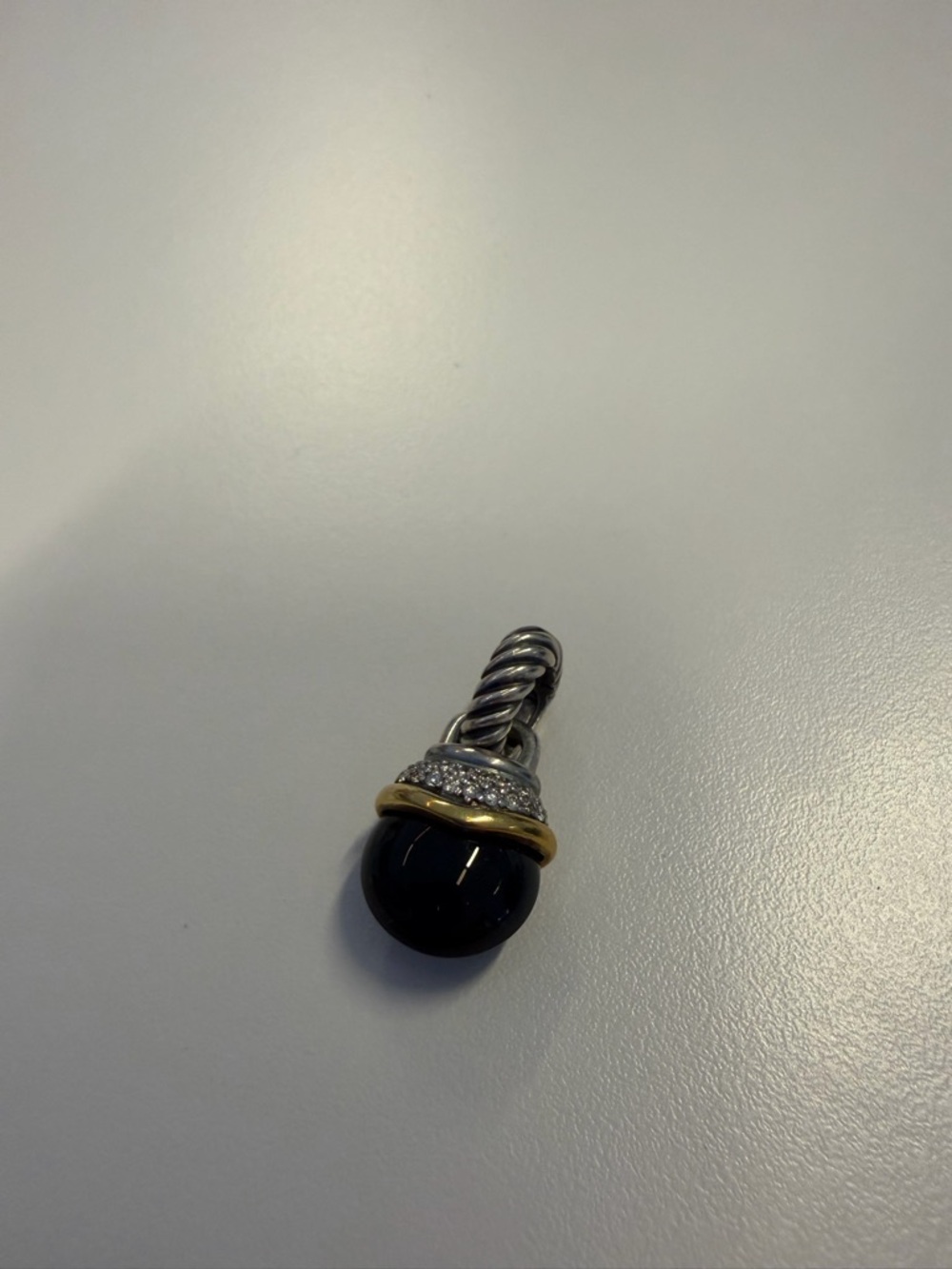 Two-Tone Pendant with Black Onyx Globe and Pavé Accent